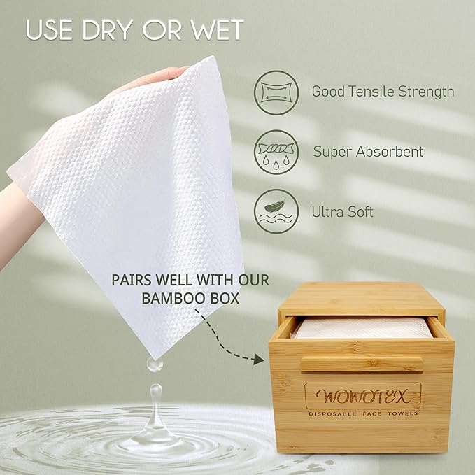 Christmas Style WOWOTEX Disposable Face Towels 120 Count Large Dry Wipes