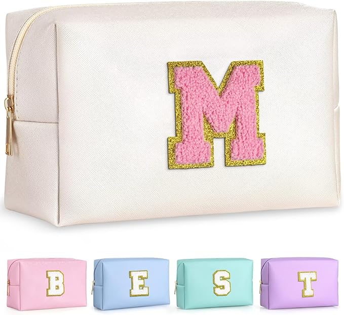TOPEAST Travel Makeup Bag for Women, Cosmetic Bag Travel Toiletry Bag Birthday Travel Gifts for Women (Pearly White M)