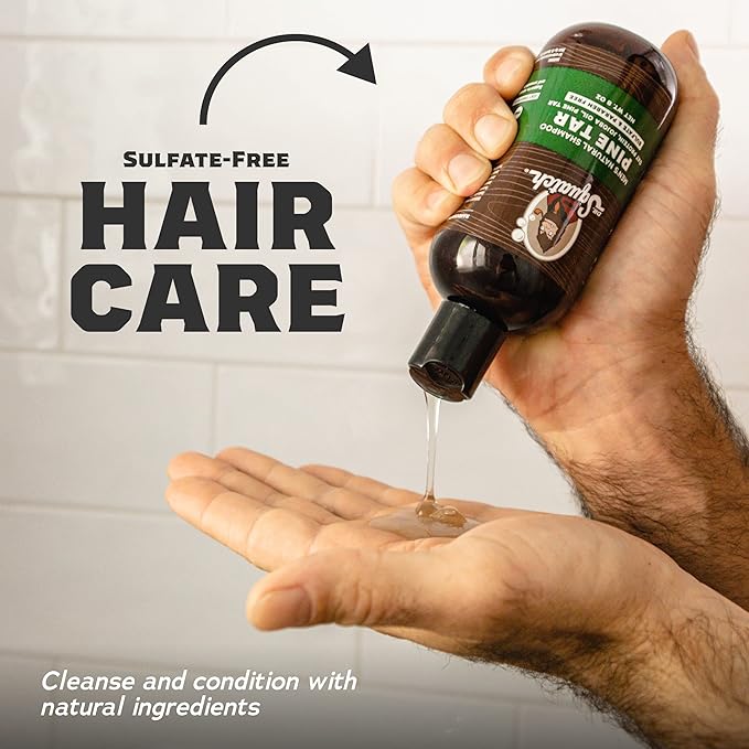 Dr. Squatch Men's Natural Shampoo and Conditioner Set – Sulfate & Paraben Free Natural Shampoo and Conditioner for Men – Scalp Nourishing Formula – Pine Tar (11 fl oz, 2-Pack)