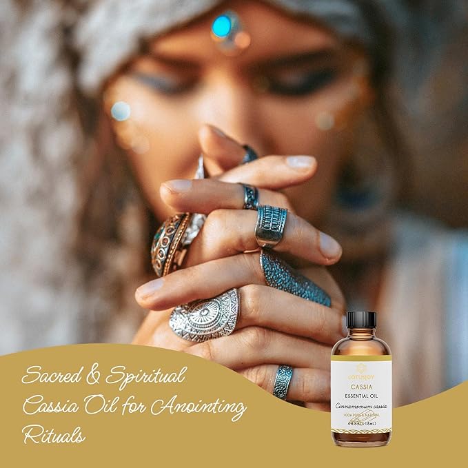 LOTUSJOY Cassia Cinnamon Bark Essential Oil for Body, Massage, Room Spray, Diffuser, DIY Home Crafts- 4 Oz