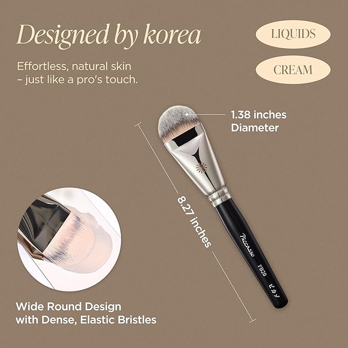 Piccasso FB20 Flat Foundation Brush for Liquid Makeup, Cream Foundation
