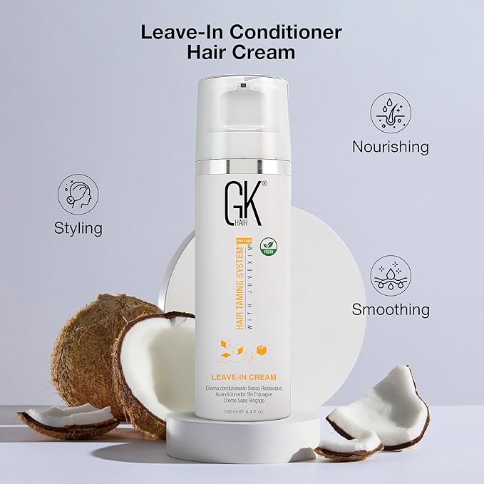 GK HAIR Keratin Leave-In Conditioner for Dry Damaged Hair, 4.4 oz — Frizz Control, Smoothing, Moisturizing & Heat Protection for Color-Treated Hair