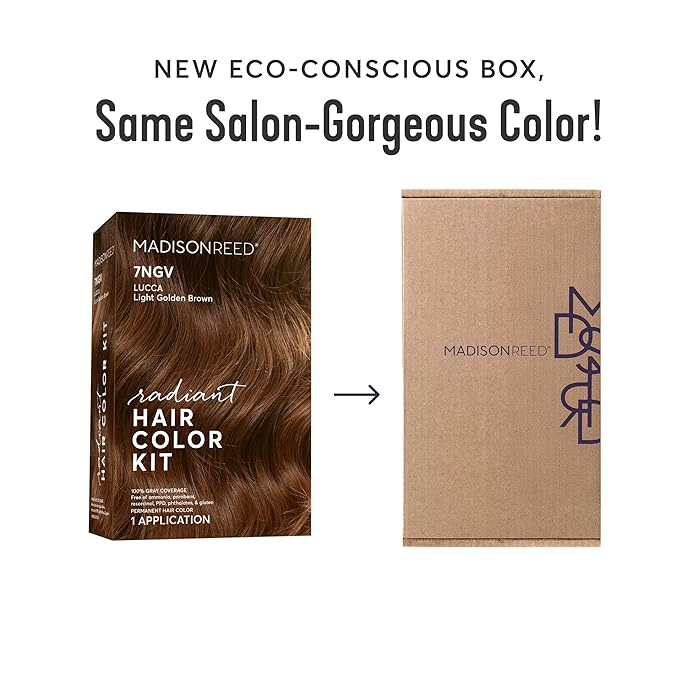 Madison Reed Radiant Hair Color Kit - 7NGV Light Golden Brown (Lucca Brown), Permanent Hair Dye, Dimensional Gray Hair Blending | PPD-Free & Ammonia-Free, 2 Pack