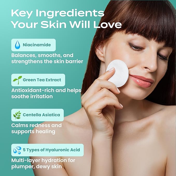 Body Restore Niacinamide Toner Pads, Hyaluronic Acid - Cooling Jelly 60 Ct