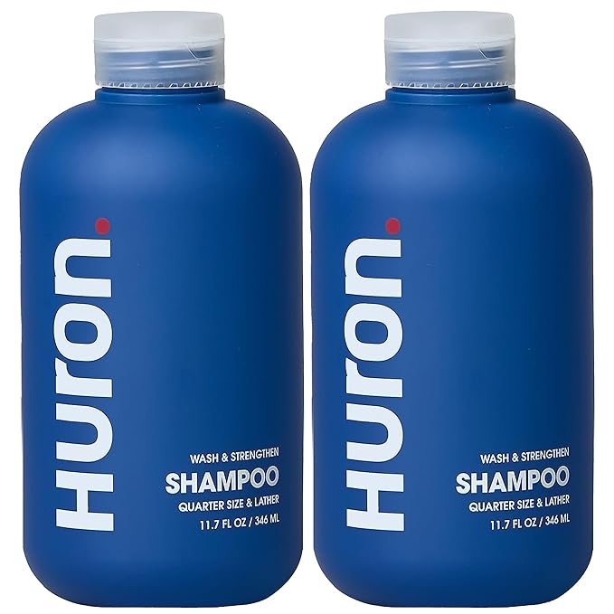 Huron Shampoo for All Hair Types: Cleans + Strengthens, 2-pack (11.7 oz)