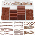FLAREANN Brown Bobby Pins Set with U Shape Pins, Spiral Pin & Snap Clips