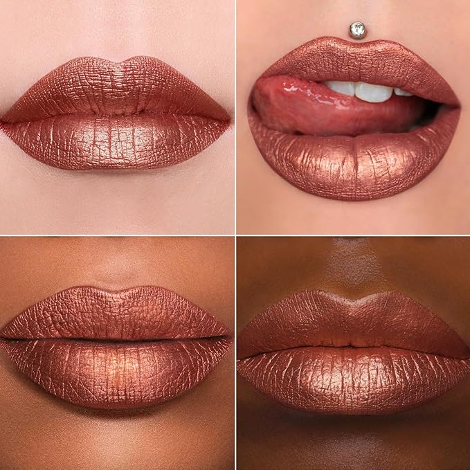 MAKI YIKA 3Pc Metallic Lipstick Long Lasting Pink Brown Red Glitter Lipsticks