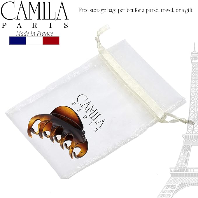 Camila Paris CP2369 French Hair Clips for Women, 3.5" Large Claw Clip Strong Hold All Day, Girl Large Claw Clips for Thick Hair, No Damage No Slip Flat Clip for Women. Made in France