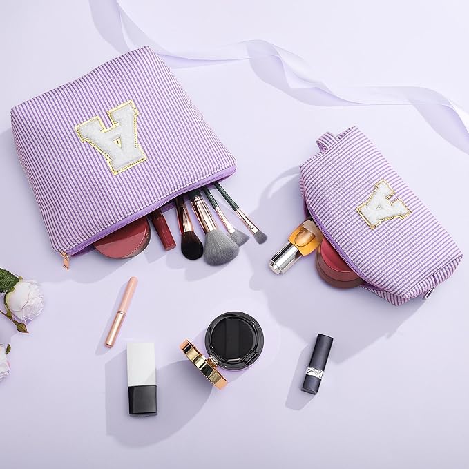YOOLIFE 10 11 12 13 Year Old Girl Gift Travel Initial Makeup Bag Purple A