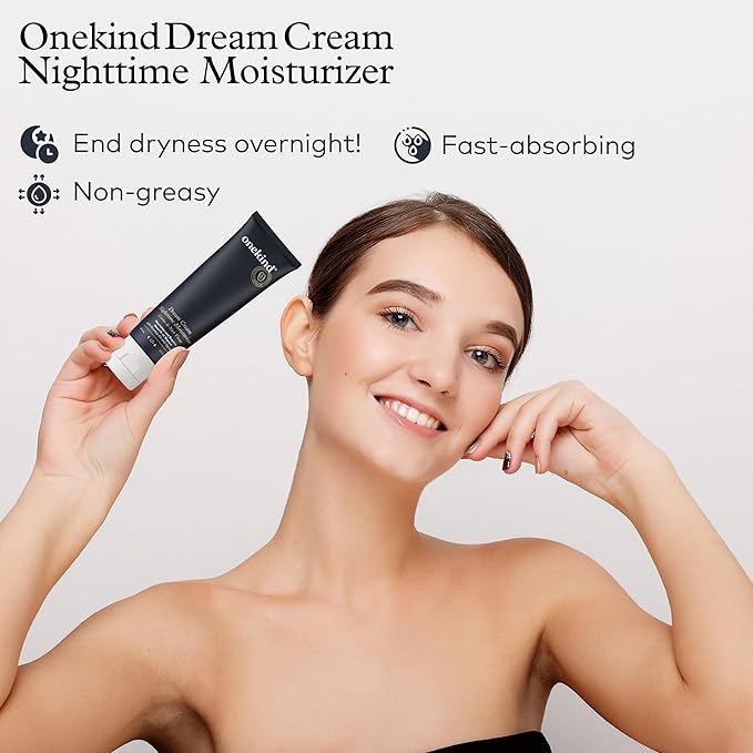 Onekind Night Moisturizer for Face, Hydrating Dream Cream for Wrinkles, Night Cream for Women Anti Aging with Squalane, Rosehip & Shea Butter for Dry & Sensitive Skin – 1.7 oz