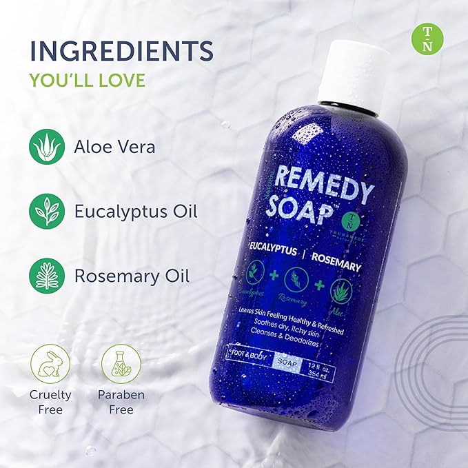 Truremedy Naturals Eucalyptus Rosemary Body Wash - Refreshing & Hydrating Shower Gel for Men and Women – Plant-Based Cleanser - Organic Eucalyptus, Rosemary, Jojoba, Aloe - 12oz