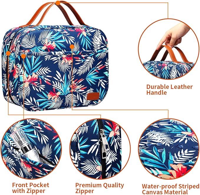 Bosidu Hanging Travel Toiletry Bag, Large Capacity Cosmetic Travel Toiletry Organizer for Women with 4 Compartments & 1 Sturdy Hook, Perfect for Daily Use/Christmas