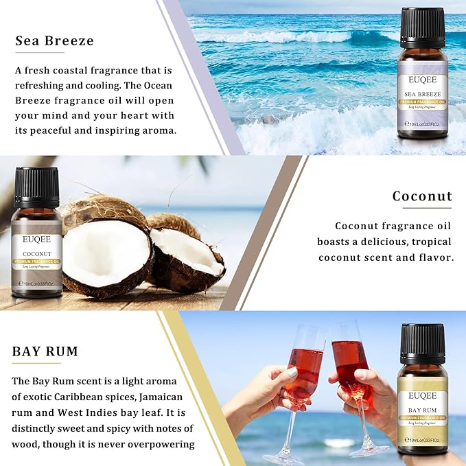 EUQEE Summer Holiday Island Fragrance Oil Gift Set of 6 for Humidifier