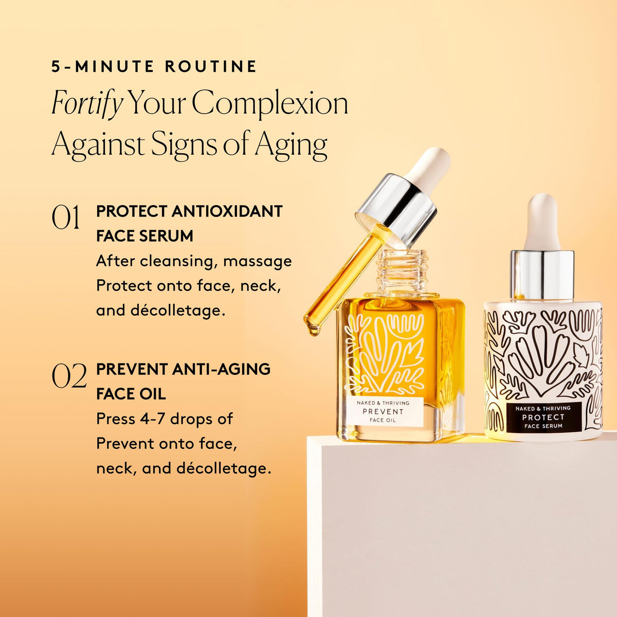 Naked & Thriving Limited Edition Day Set | Protect Antioxidant Day Serum (30 mL) + Prevent Anti-Aging Face Oil (35 mL) with Hyaluronic Acid, Moringa and Rosehip Oil | 65 mL/2.18 fl oz (Set of 2)