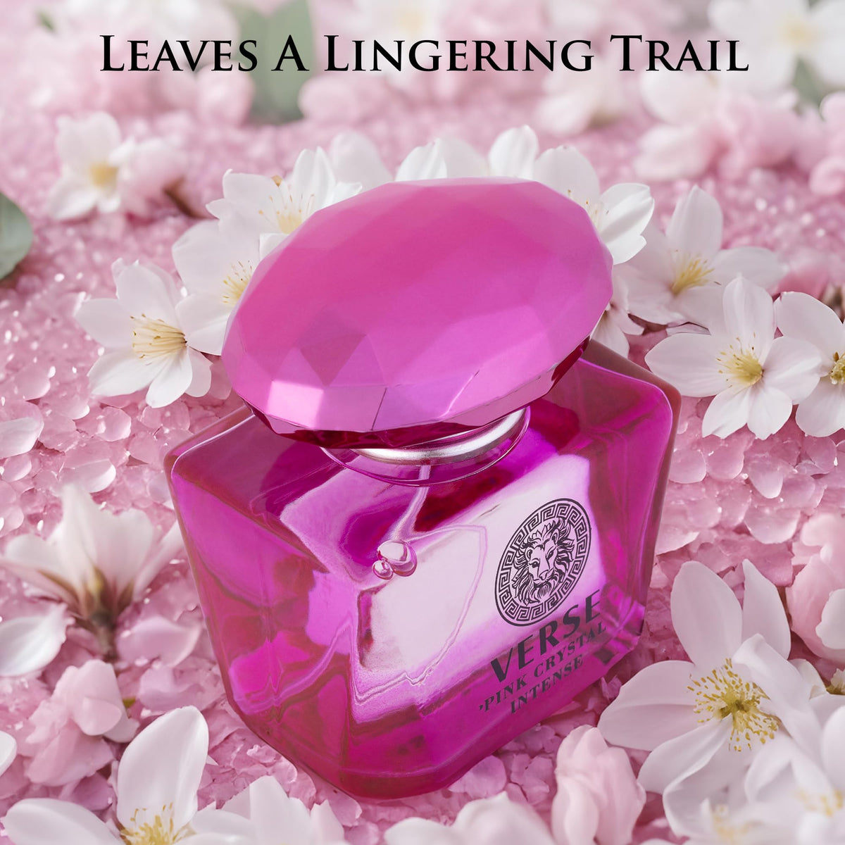 Verse Pink Crystal Intense for Women 3.4 fl Oz - Fruity & Floral Scents of Raspberry, Peony, Magnolia & Lotus Flowers - Base Notes of Amber, Vibrant Musk & Deep Mahogany Wood - Elegant 100ml Bottle