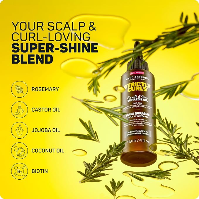 Marc Anthony Strengthening Scalp & Hair Oil for Curly Hair, Strictly Curls - Lightweight Hydrating Scalp Oil Adds Shine & Reduces Breakage for Long Lasting Curls - Non-Greasy & Reduces Frizz