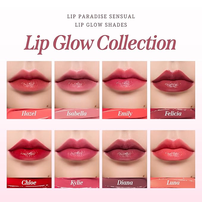 DEARDAHLIA Lip Paradise Sensual Lip Glow (Emily) - Hydrating Vegan Lipstick with Glossy Finish, Vibrant Color, Smooth Application, Natural Radiant Glow & Shea Butter Nourishment, 0.11 oz