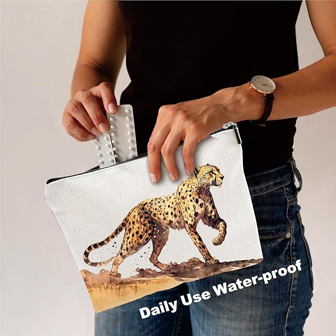 YKYENR Animals Theme Makeup Bag - Watercolor Leopard - Drawing Printing Cosmetic Bag, Toiletry Bag, Gift For Girls, Teen, Personal Care & Accessories - A16