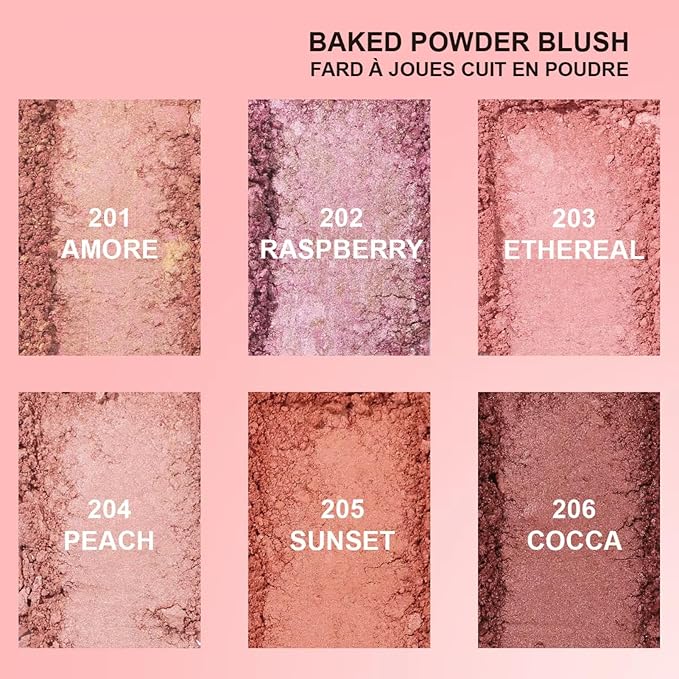 Baked Blush, Marbleized Blush for Cheeks, Shimmery Satin Finish Powder Palette, Buildable Color Natural Face Makeup