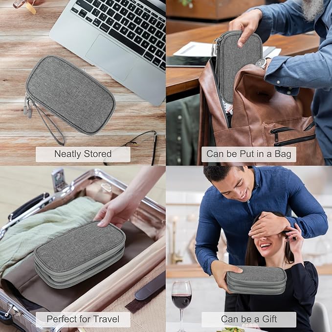 FYY Electronic Organizer, Travel Tech Pouch Bag, Cable Organizer Dark Grey