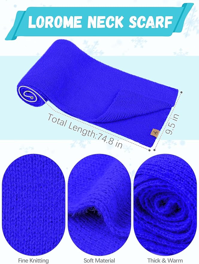 LOROME Winter Beanie Hat Gloves Scarf, Cashmere Hat Gloves Scarf Set Women