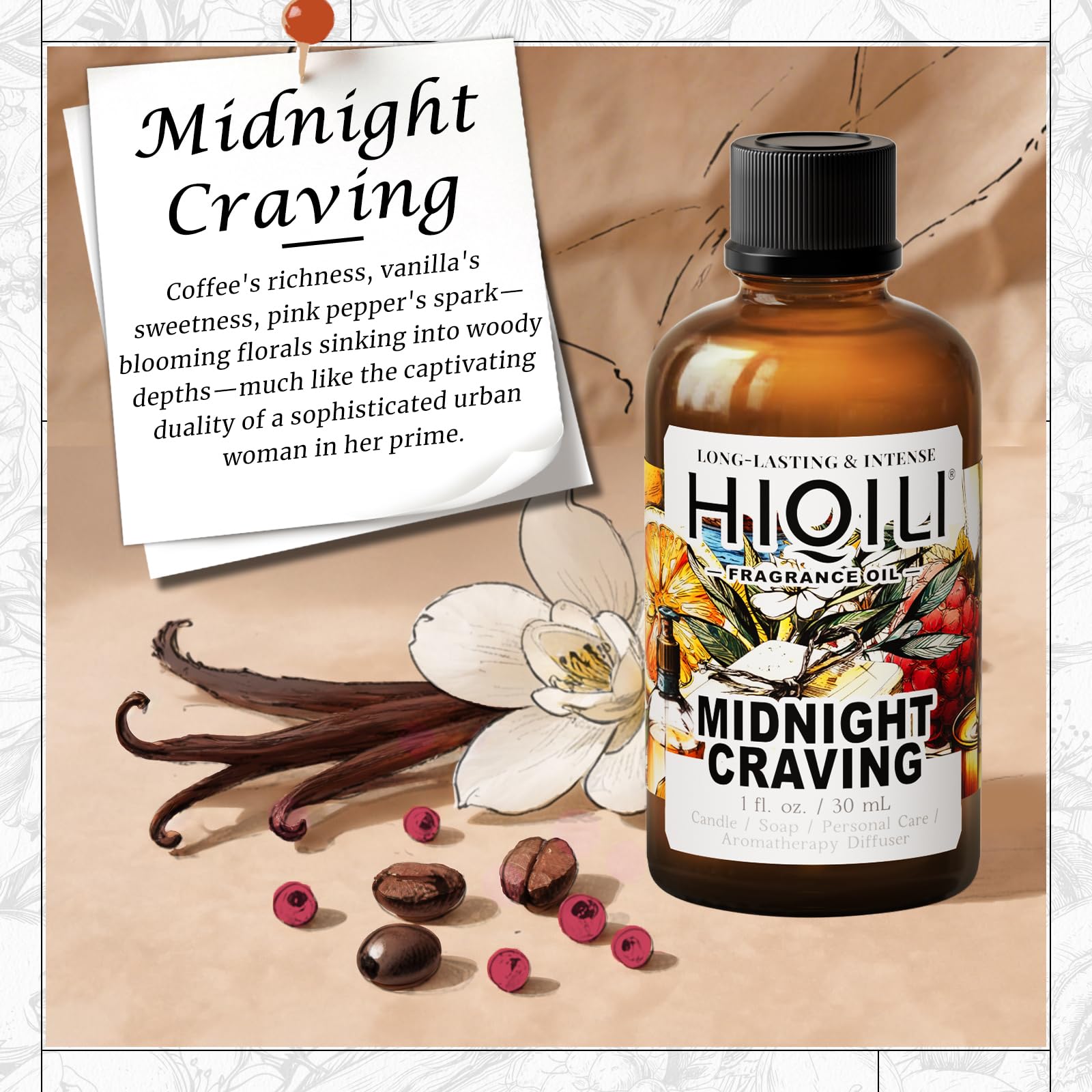 HIQILI Midnight Craving Fragrance Oil for Home Diffusers, Candle & Soap