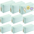 Sanwuta 9 Pcs Makeup Bags Bulk Bridesmaid Proposal Gifts Cosmetic Bags Preppy PU Leather Double Zipper Toiletry Pouch Portable Travel Organizer Case for Women Bachelorette Gift(Mint Green)