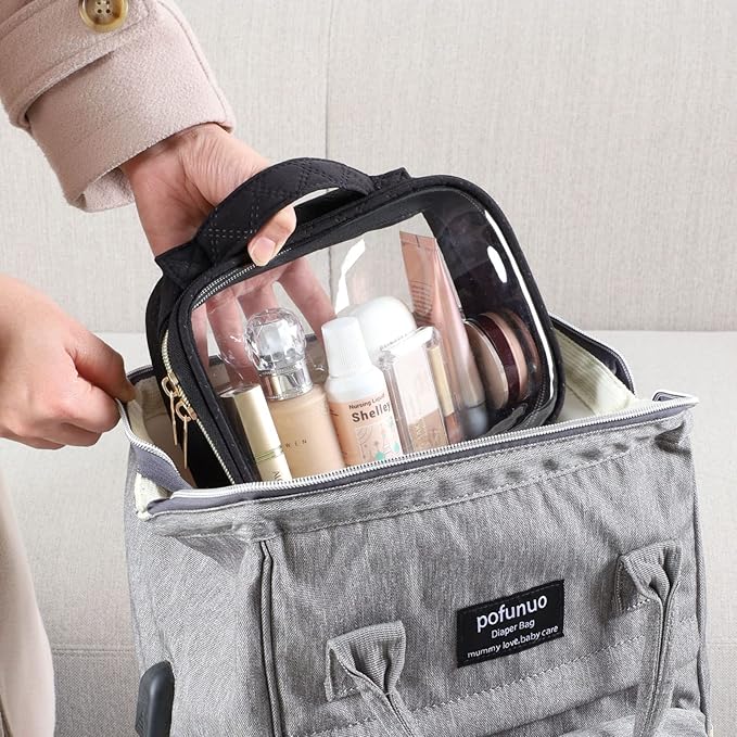 PACKISM Clear Makeup Bag Travel - TSA Approved Toiletry Bag, 3 Pack Black