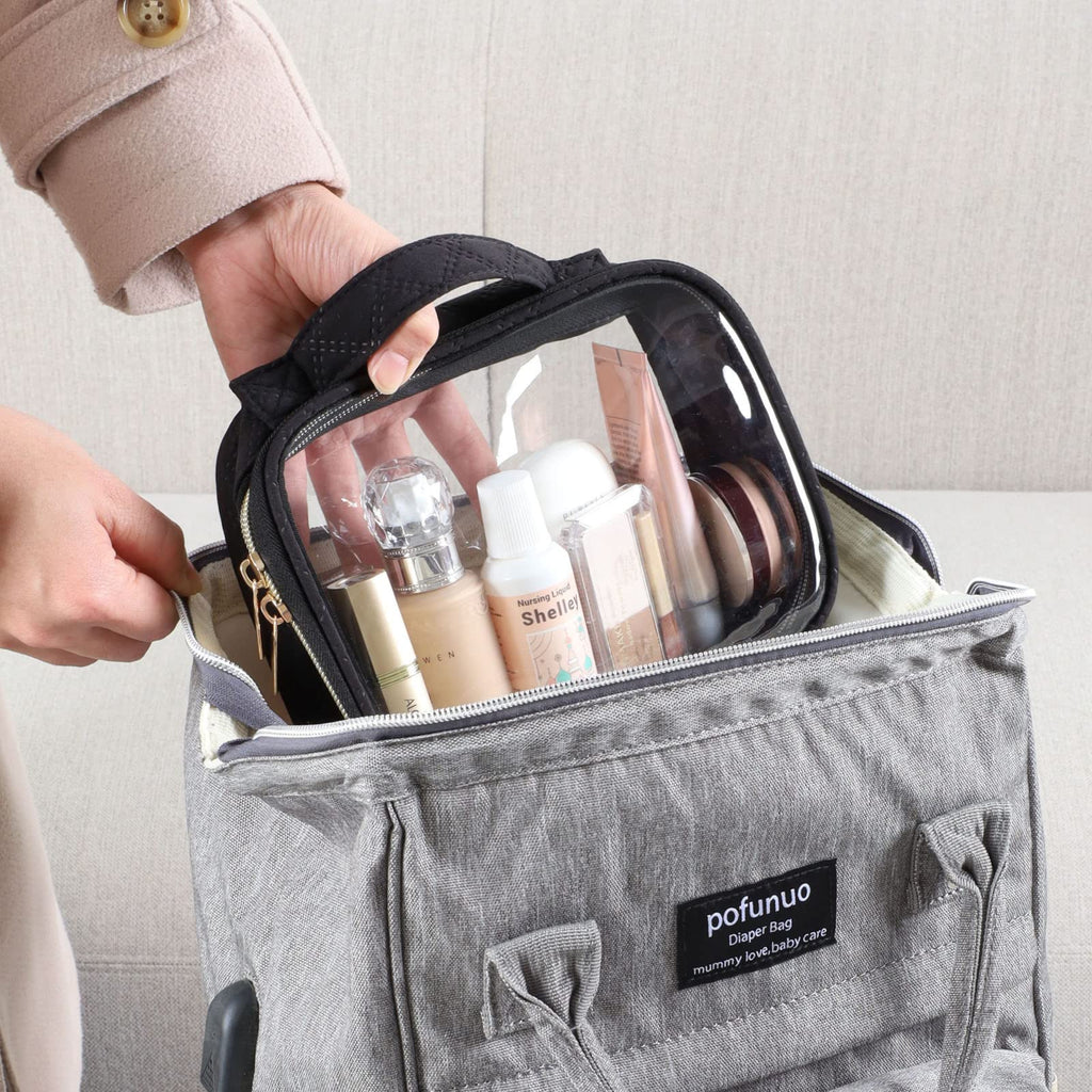 PACKISM Clear Makeup Bag Travel - TSA Approved Toiletry Bag, 3 Pack Black