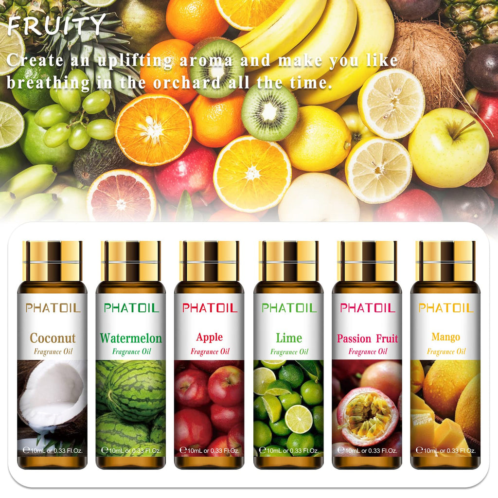 PHATOIL Fruity Fragrance Oil Gift Set for Diffuser, Soap Candle Making