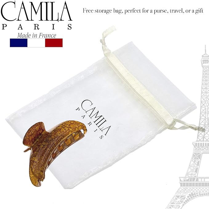 Camila Paris MP925 French Hair Clips for Women, 3.75" Large Claw Clip Strong Hold All Day, No Damage No Slip Claw Clips for Thick Curly Wavy Fine Straight Hair, Jaw Clip Made in France