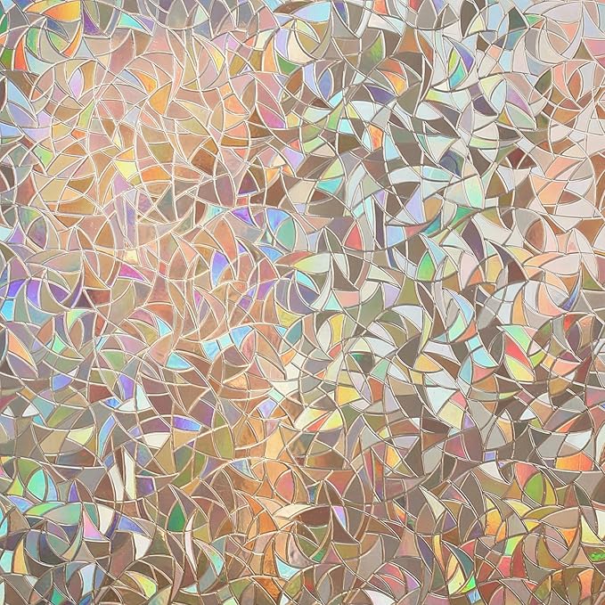 rabbitgoo Rainbow Window Privacy Film, Stained Cling, Brown, 35.4" x 157.4"