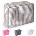 Nylon Large Checkered Makeup Bag Travel Pouch for Women, Big Preppy Makeup Bag Cute Cosmetic Zipper Pouch Purse,Waterproof Toiletry Bag Clutch Makeup Brush Organizer Pouch for Ladies Girls(Checkered)