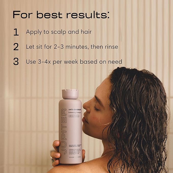 Jupiter Anti Dandruff Shampoo - Shampoo for Men & Women for Flaky, Itchy, Oily, & Dry Scalp - Nourishes Scalp and Reduces Breakage & Flakes - Color-Safe, Sulfate-Free, Paraben-Free