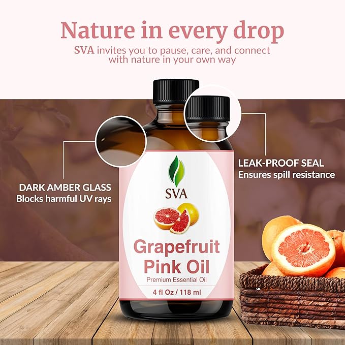SVA Pink Grapefruit Essential Oil with Dropper, 4 Fl Oz (118 ml)