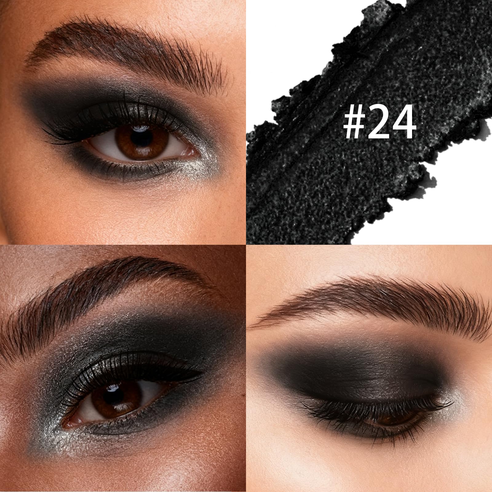 Euphily Matte Cream Eyeshadow Stick, Waterproof Eye Shadow Stick, Long-Lasting and Blendable High Pigmented Single Eyeliner Makeup for Women, 24 Black
