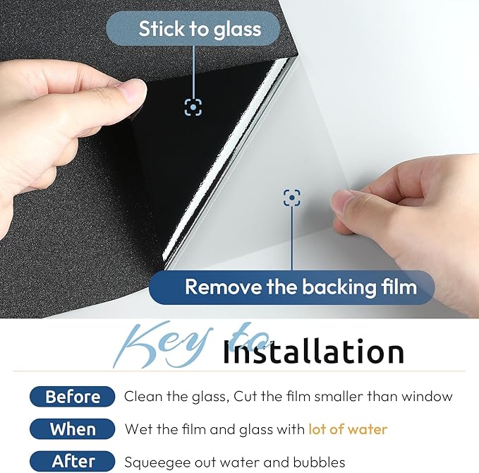 rabbitgoo Blackout Window Film Room Darkening Light Blocking 17.5" x 78.7"