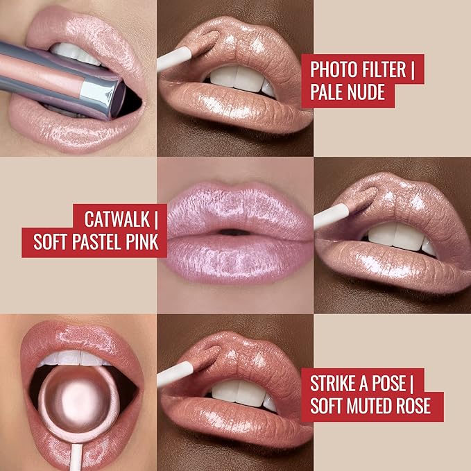 Runway Rogue Hydrating Shimmer Lip Gloss Trio, 3 High-Pigment Shades