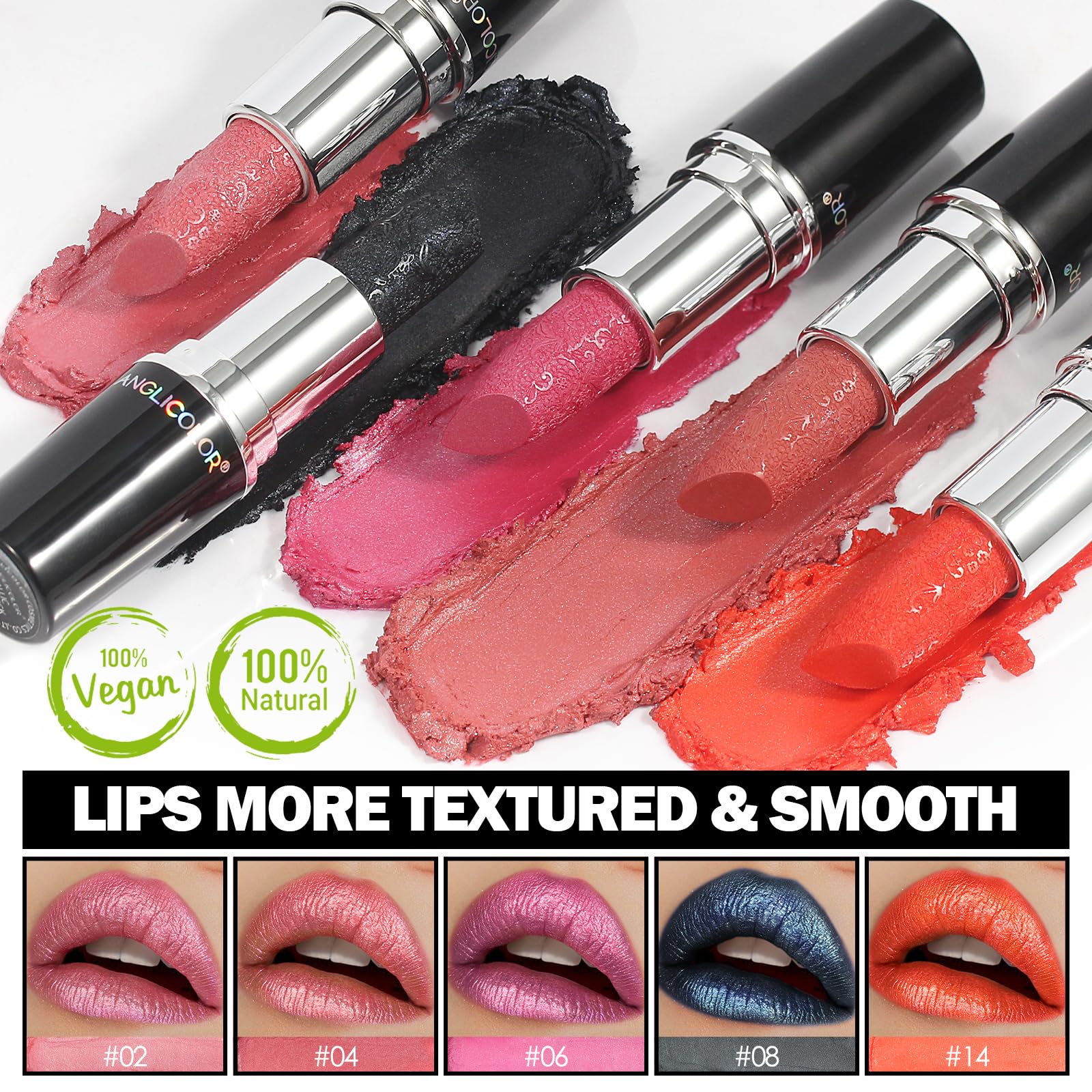Anglicolor Glitter Coral Lipstick,Diamond High Shine Finish,Moisturizing Creamy Formula,Non-Sticky,Sparkle Brick Red Lipstick For Women,For Bar Nights Party,Music Festivals(14 SUNRISE AT SEA, 4g)