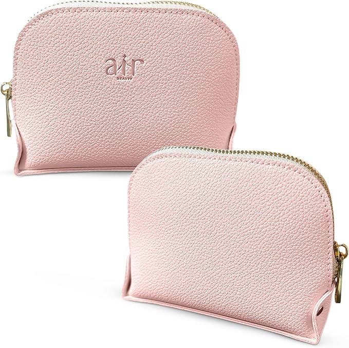 Air Beauty Small Makeup Bag For Purse - Elegant & Compact Cosmetic Pouch For On-The-Go Beauty - Travel Essentials (Gray) - (Pink)