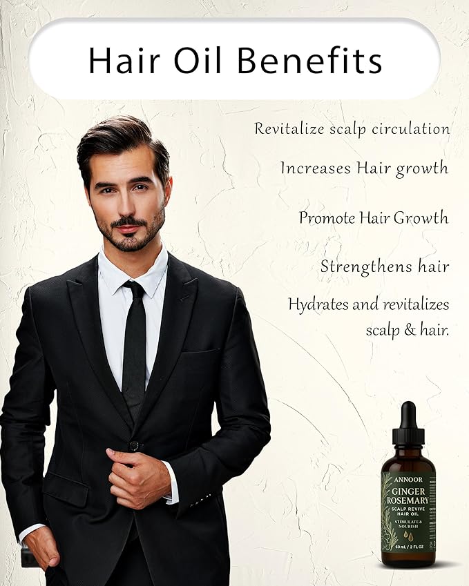 Annoor Ginger Rosemary Hair Oil 2 Fl Oz | Nourish, Strengthen, Shine, and Revitalize for Healthy Hair Growth and Scalp Renewal