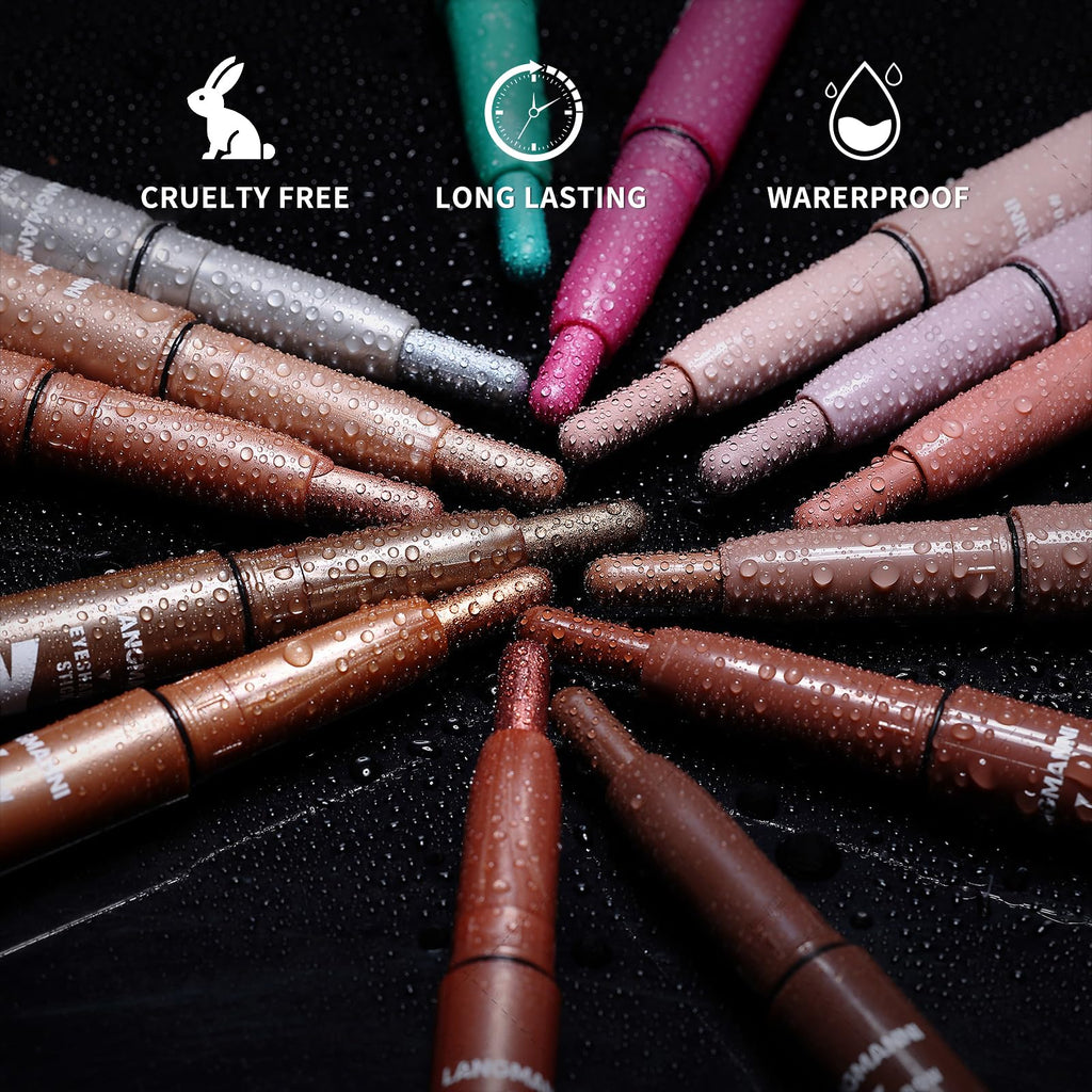 LANGMANNI Eyeshadow Stick, 6 PCS Waterproof Multi-Color Eyeshadow Pen Set, Creamy Long-Lasting Eye Makeup Kit, Natural & Shimmer Shades Contour Stick, Perfect Gifts For Women (#C)