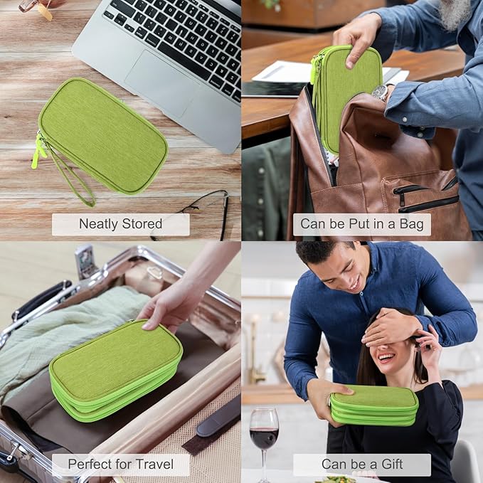 FYY Electronic Organizer, Travel Tech Pouch Bag, Cable Organizer Green