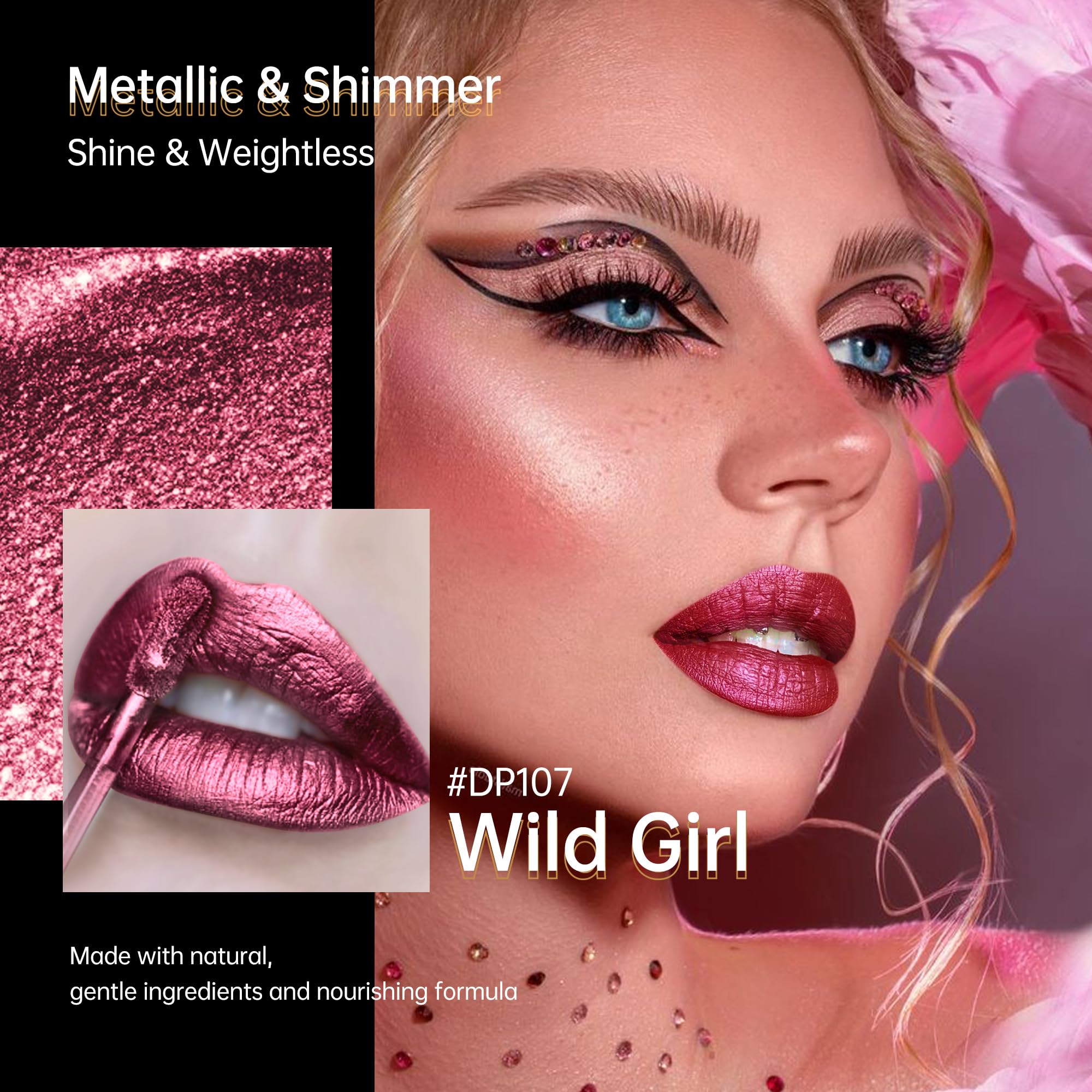 3Pc Lipstick Set for Women Metallic Lipstick Red Burgundy Pink Lipsticks