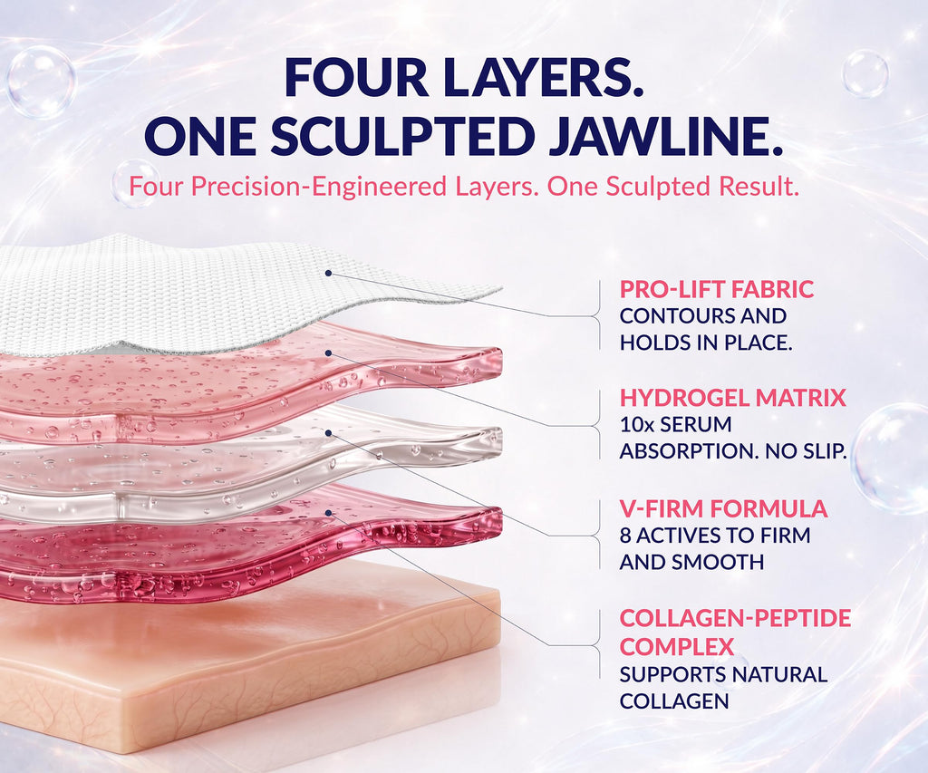 Stylia V Line Lifting Collagen Mask - Lift, Firm & Contour Jawline - Tightening Double Chin Strap with Hyaluronic Acid & Aloe - Neck Tightening and Lifting Mask - Jawline Shaper Face Lift Tape (5PC)
