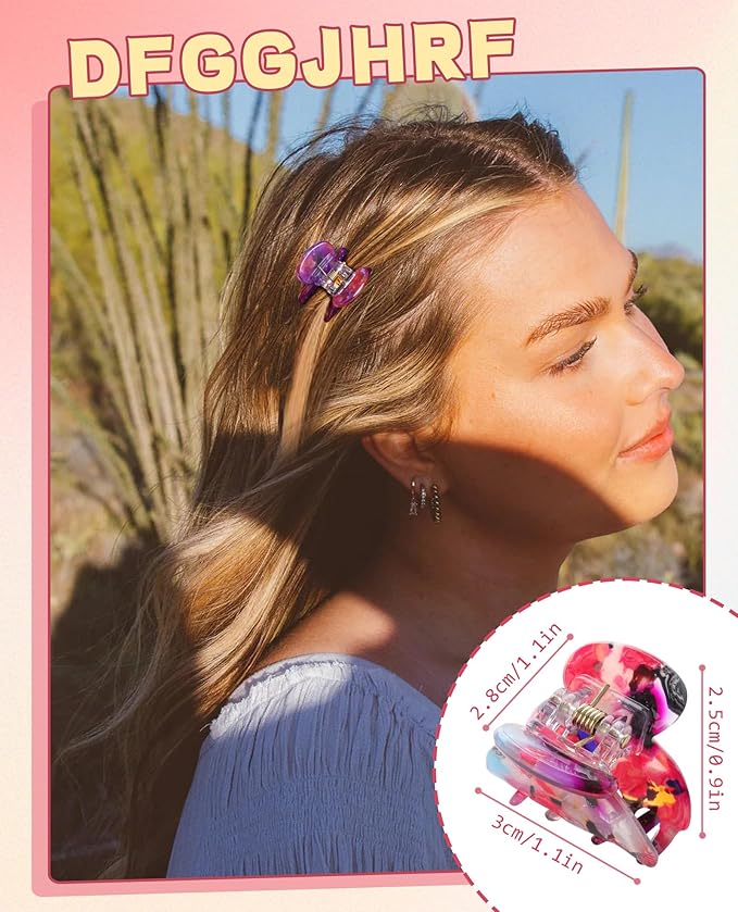 CHLINS 12 Pcs Small Hair Clips for Women, Cute Acrylic Mini Claw Clips Accessories for Thin Fine Hair, Non-Slip Little Jaw Clamps for Half Updo Styling & Bangs