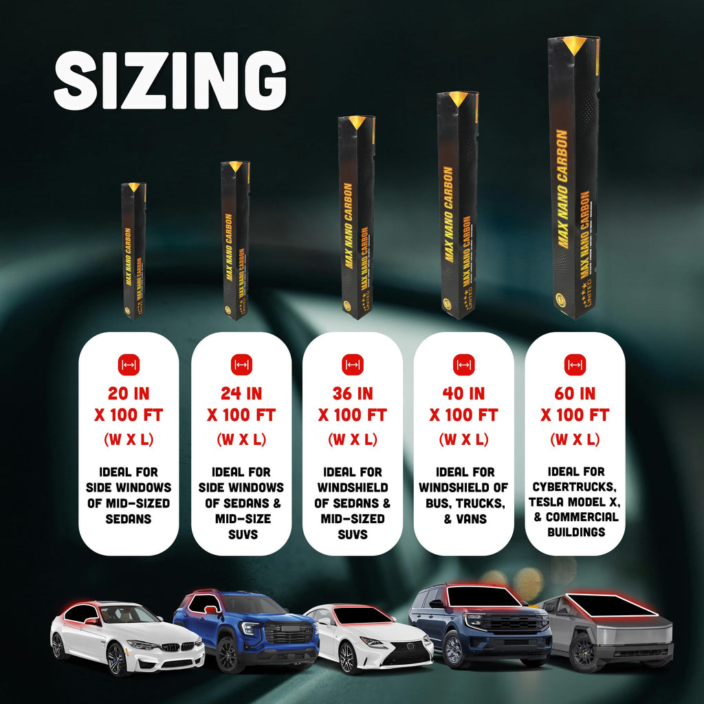 United Max Nano Carbon Car Window Tint Film – 2PLY 5% VLT Series Automotive Tint with UV Protection & Infrared Rejection, Heat & Glare Blocking, Color Stable Adhesive Film Roll, 40 Inch x 25 Feet