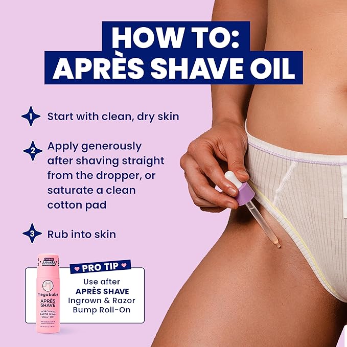 Megababe Après Shave Oil, Soothing After-Shave Oil, 5 Ingredients, 2 fl oz