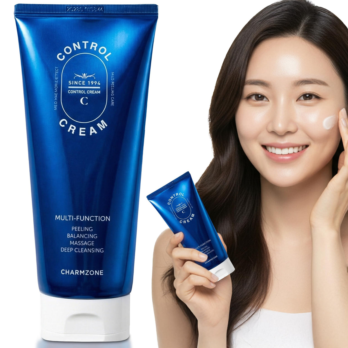 CHARMZONE Control Cream [NEW VERSION] – Korean Skincare Exfoliating Face & Body Massage Cream for Removing Sebum & Dead Skin Cells, Hydrating Self-Massage Moisturizer (150ml / 5.07 fl oz)