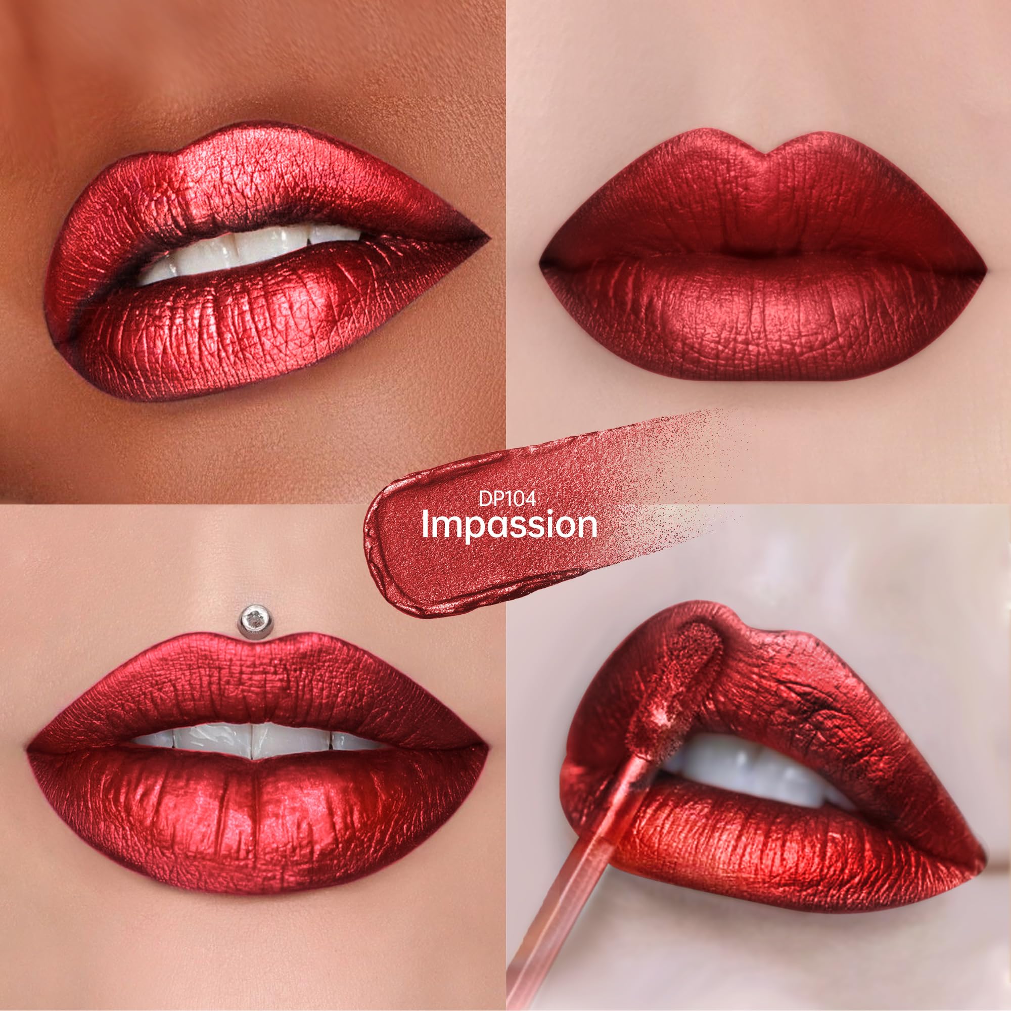 3Pc Lipstick Set for Women Metallic Lipstick Red Burgundy Pink Lipsticks
